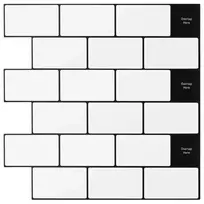 Metro plytelė 50 pcs Balta juoda 30 x 30 cm Poliuretanas ir PET