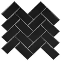 Žuvies kaulo plytelė 10 pcs Juoda 30 x 30 cm