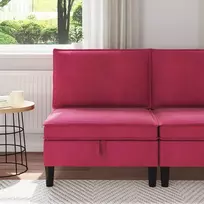 Vidurinė sofa su saugykla Vyno raudona Aksomas