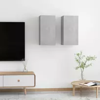 Sieninė televizoriaus spinta | 2 pcs Betono pilka