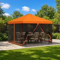 Sodo pavėsinė su šoninėmis sienelėmis 3 x 3 m Oranžinė