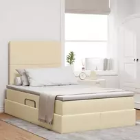 LED saugojimo lova su čiužiniu Kreminė 120 x 190 cm Audinys