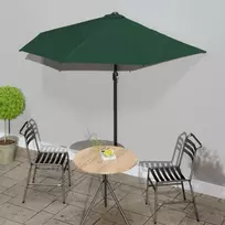 Balkono skėtis su aliuminio stulpu, žalias, 270x144cm, pusinis