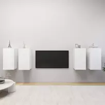 Televizoriaus spintelės, 4vnt., baltos, 30,5x30x60cm, mediena