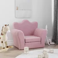 Vaikiška sofa-lova, rožinės spalvos, minkštas pliušas