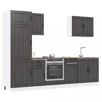 Virtuvinių spintelių komplektas, 7 dalių, Lucca, juoda