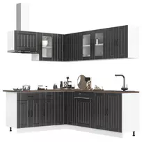 Virtuvinių spintelių komplektas, 11 dalių, Lucca, juoda