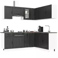 Virtuvinių spintelių komplektas, 11 dalių, Lucca, juoda