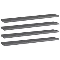 Knygų lentynos plokštės, 4vnt., pilkos, 60x10x1,5cm, MDP
