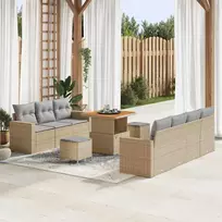 Sodo Sofų Rinkinys 10 pcs smėlio ir šviesiai pilkos spalvos