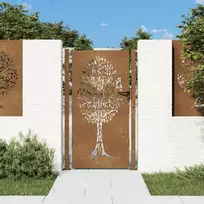 Sodo vartai, 100x175 cm, Corten plienas, medžio raštas