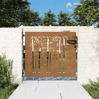 Sodo vartai, 85x75 cm, Corten plienas, bambuko dizainas