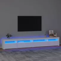 Televizoriaus spintelė su LED apšvietimu, balta, 270x35x40cm