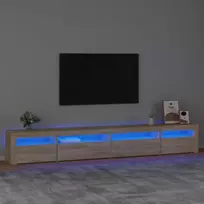 Televizoriaus spintelė su LED apšvietimu, ąžuolo, 270x35x40cm