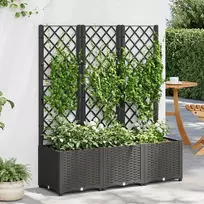 Sodo vazonas su grotelėmis, juodas, 120x40x136 cm, PP