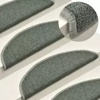 Laiptų kilimėliai, 15 vnt., 56x17x3 cm, tamsiai žali, pusapvaliai