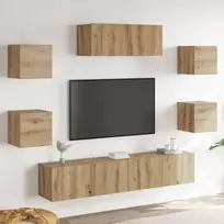 Sieninis televizoriaus spintelės komplektas, 7 dalių