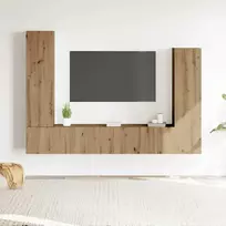 4 dalių sieninis televizoriaus spintelės komplektas Artisan Oak