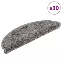 Laiptų kilimėliai, 30 vnt., pilki, 56x17x3 cm, pusapvaliai