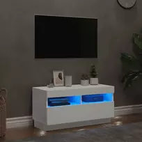 Televizoriaus spintelė su LED apšvietimu, balta, 80x35x40cm