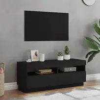 Televizoriaus spintelė su LED apšvietimu, juoda, 100x35x40cm