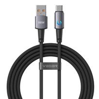 Cable with LED light indicator USB-A to Type-C VEGER PD 3A 66W AC1-ZSD 1.2 m black