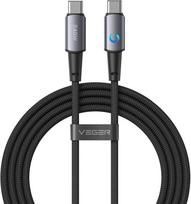 Cable with LED light indicator Type C to Type C VEGER PD 5A 240W CC2-ZSD 1.5 m black
