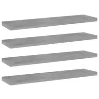 Knygų lentynos plokštės, 4vnt., betono pilkos, 40x10x1,5cm, MDP