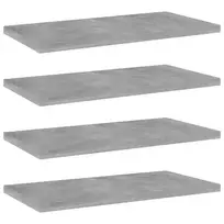 Knygų lentynos plokštės, 4vnt., betono pilkos, 40x20x1,5cm, MDP