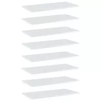 Knygų lentynos plokštės, 8vnt., baltos, 80x40x1,5cm, MDP