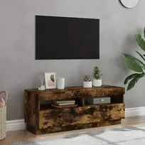 Televizoriaus spintelė su LED, dūminio ąžuolo, 100x35x40cm