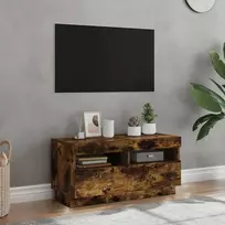 Televizoriaus spintelė su LED, dūminio ąžuolo, 80x35x40cm