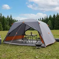 Pėsčiųjų kempingo palapinė Pilka ir oranžinė 4 asmenims