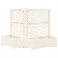 Didelis vazonas su treliu 2 pcs Balta 143 x 143 x 133,5 cm PP