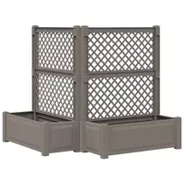 Didelis vazonas su treliu 2 pcs Pilka 143 x 143 x 133,5 cm PP