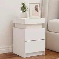 Naktinė spintelė su LED lemputėmis, baltos spalvos, 35x39x55cm