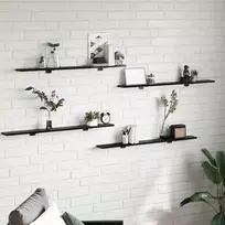 Knygų lentyna 4 pcs Juodas 100 x 10 x 1,5 cm Apdirbta mediena