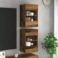 Sieninės spintelės su LED apšvietimu televizoriui 2 vnt, 40x30x60,5 cm