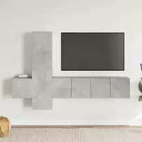 Televizoriaus spintelių komplektas, 5 dalių, betono pilkas, MDP