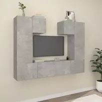 TV spintelių komplektas, 6 dalių, betono pilkas, mediena
