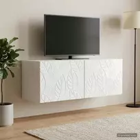 Sieninė TV spintelė 98 x 31 cm Itin blizgi balta