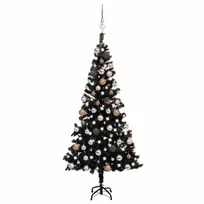 Dirbtinė Kalėdų eglutė su žaisliukais, juoda, 120cm, PVC