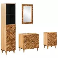Vonios spintos komplektas su stalčių 4 pcs Kietas mango medis