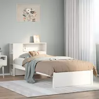 Lova su knygų spinta be čiužinio, balta, 75x190cm, pušis