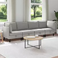 Svetainės baldų komplektas 4 pcs Šviesiai pilka Audinys