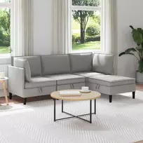 Svetainės baldų komplektas 4 pcs Šviesiai pilka Audinys