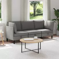 Svetainės baldų komplektas 3 pcs Tamsiai pilka Audinys