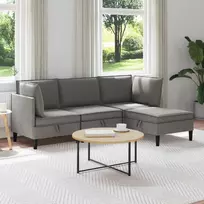 Svetainės baldų komplektas 4 pcs Tamsiai pilka Audinys