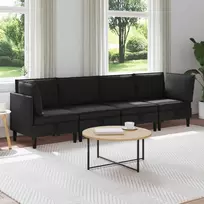 Svetainės baldų komplektas 4 pcs Juoda Audinys