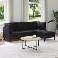 Svetainės baldų komplektas 4 pcs Juoda Audinys